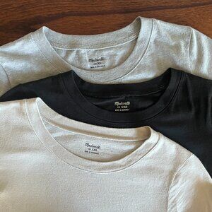 Bundle of 3 Madewell Nothside Vintage Tee in Ecru, Light Heather Grey, Black